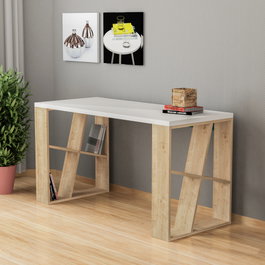 Hanah Home Mesa de Estudio Blanco y Roble
